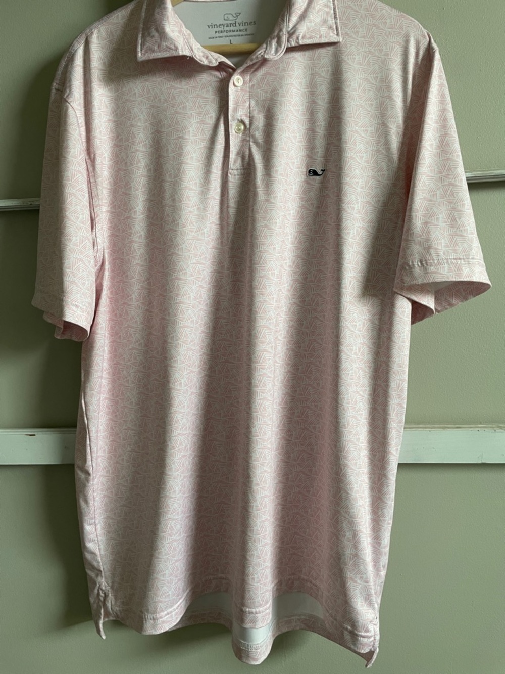 Vineyard Vines Light Pink Geometric Performance Polo